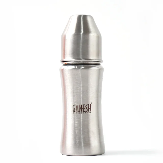 Ganesh Stainless Steel Baby Bottle – 250ml Anti-Colic Nipple