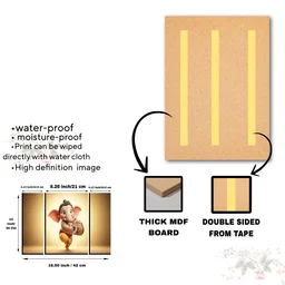 Ganesha Religious Wall Art – Vibrant 3 Panel MDF Frame