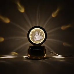 Ganpati Bapa 3D Crystal Ball LED Night Light – Divine Spiritual Glow