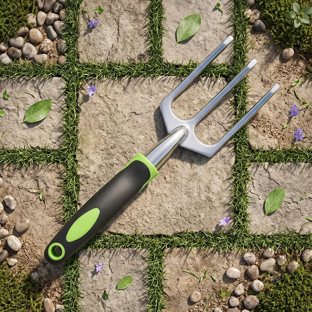 Garden Hand Fork 3 Tine Stainless Steel Digging Tool Ergonomic Handle (1 Pc)