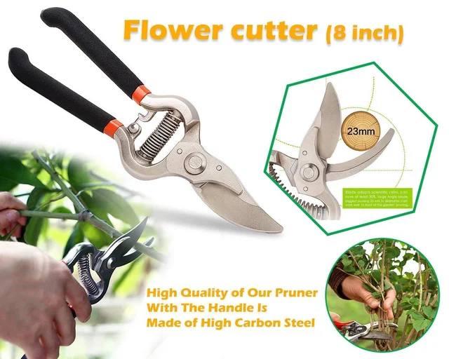 Garden Shears – 8-Inch Heavy-Duty Bypass Pruner | Grow Garden Tools