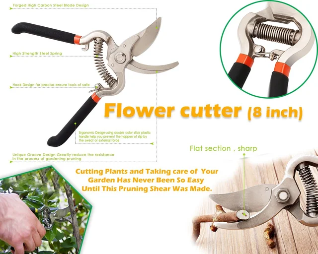 Garden Shears – 8-Inch Heavy-Duty Bypass Pruner | Grow Garden Tools