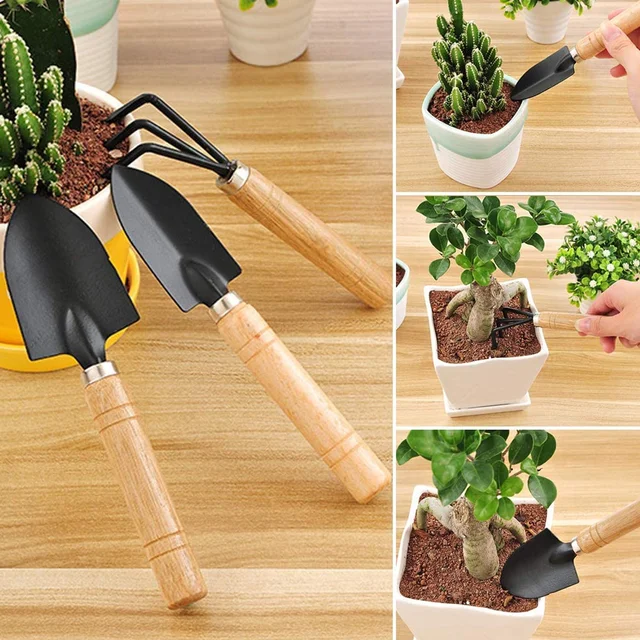 Garden Tool Kit – Durable 3-Piece Set with Wooden Handles