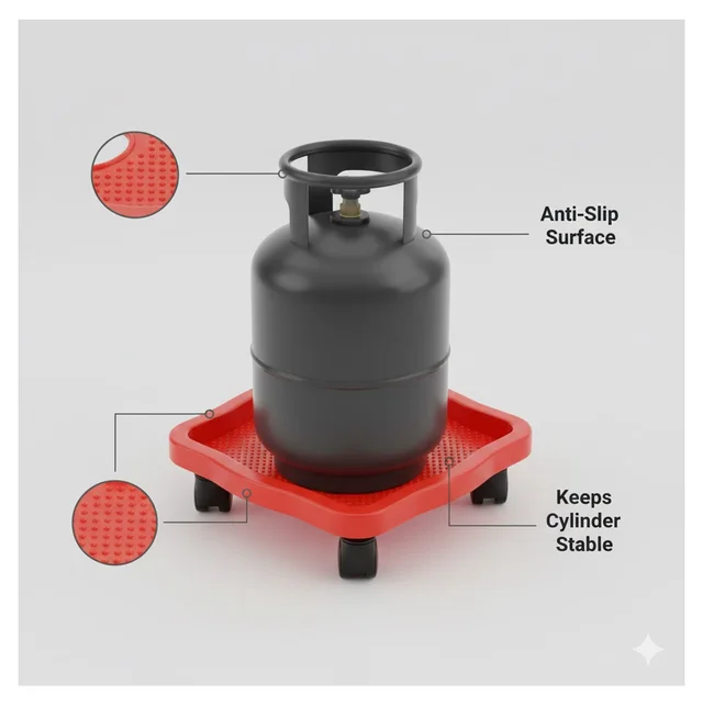 Gas Cylinder Trolley – Square Plastic with Wheels |