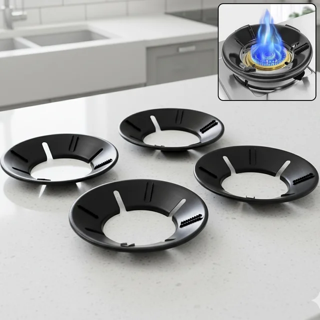 Gas Stove Flame Protector Ring – 4 Pc Set for Efficient Cooking
