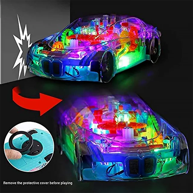 Gear Car Toy – Transparent, Musical & 3D Lights for Kids | Spark Tots