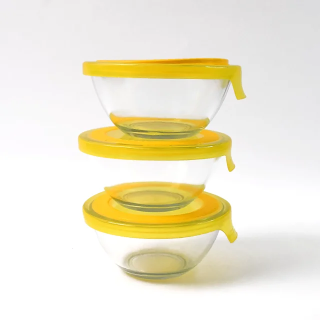 Glass Bowl Set with Lids – Multipurpose Microwave Safe (3 pcs)