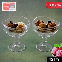 Glass Dessert Bowls – Elegant Footed Set for Ice Cream & Sweets | Indo Glow
