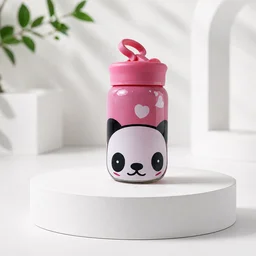 Glass Drinking Bottle – Durable & Cute Cartoon Design