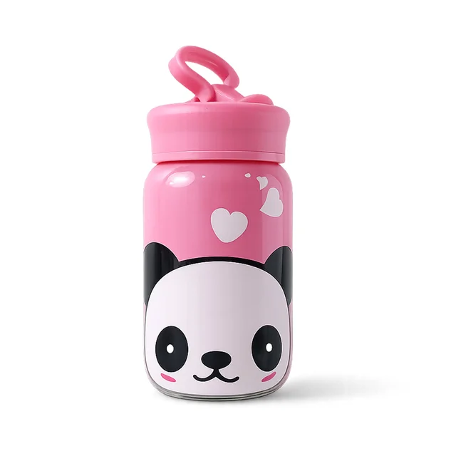 Glass Drinking Bottle – Durable & Cute Cartoon Design