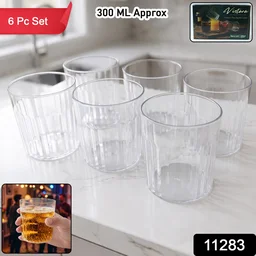 Glass Drinking Set – Durable 6-piece 300ml Ribbed Tumblers