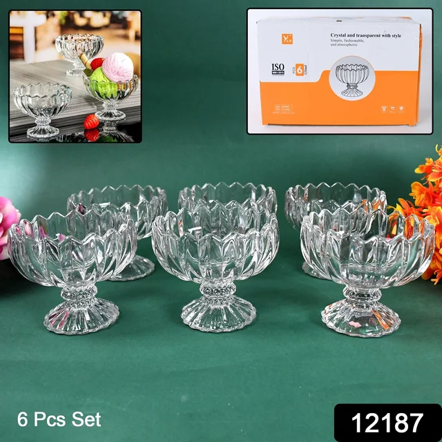 Glass Ice Cream Bowls – Set of 6 Clear Dessert Cups | Indo Glow