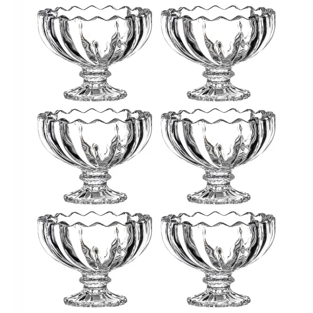 Glass Ice Cream Bowls – Set of 6 Clear Dessert Cups | Indo Glow