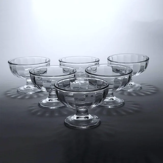 Glass Ice Cream Dessert Bowls – Elegant 6-Piece Set