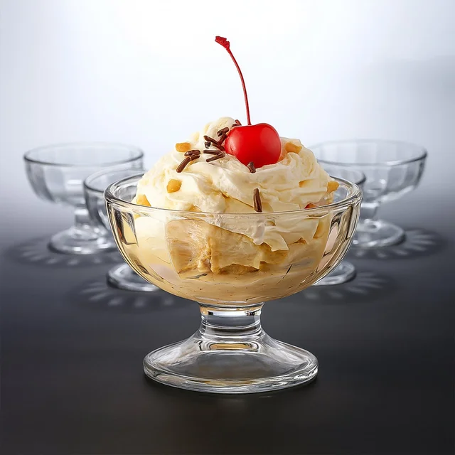 Glass Ice Cream Dessert Bowls – Elegant 6-Piece Set