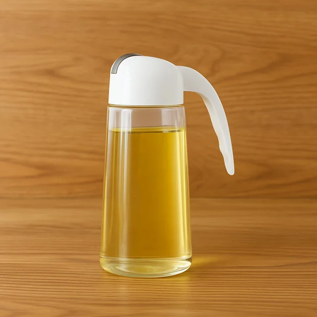 Glass Oil Bottle Dispenser 630ml – Automatic Lid & Drip-Free Pour