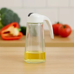 Glass Oil Bottle Dispenser 630ml – Automatic Lid & Drip-Free Pour