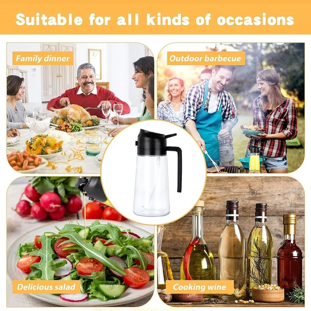 Glass Oil Dispenser Bottle – 2-in-1 Pour & Spray, 500 ml