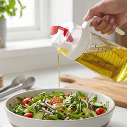 Glass Oil Dispenser Bottle – Auto-Flip Cap & Precise Measurement
