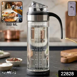 Glass Oil Dispenser Bottle – Leak-Proof, Auto Flip Lid & Handle