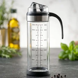 Glass Oil Dispenser Bottle – Leak-Proof, Auto Flip Lid & Handle