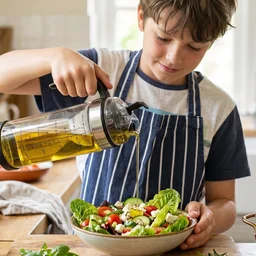 Glass Oil Dispenser Bottle – Leak-Proof, Auto Flip Lid & Handle