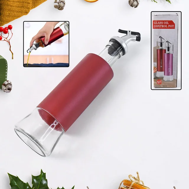 Glass Oil Dispenser – Durable 300ml Bottle with Plastic Cover