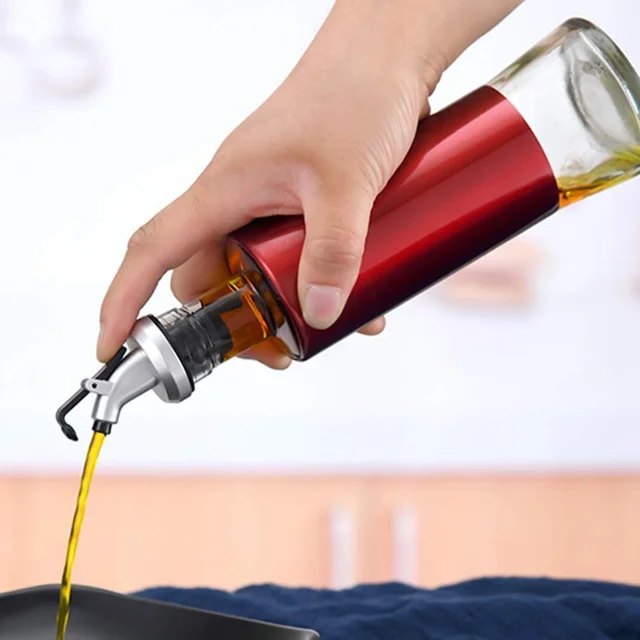 Glass Oil Dispenser – Durable 300ml Bottle with Plastic Cover