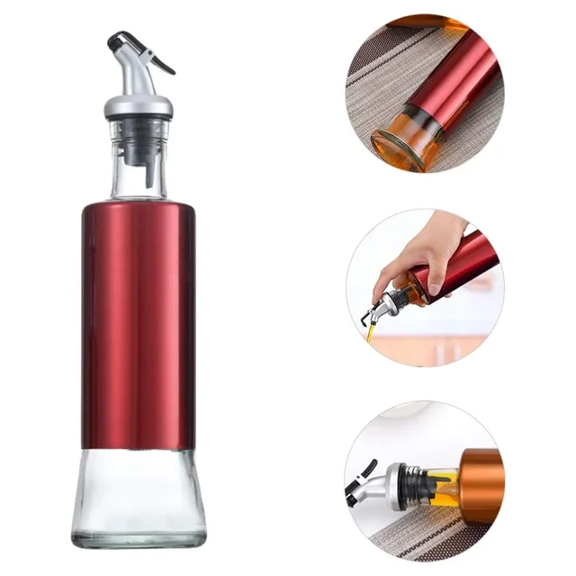 Glass Oil Dispenser – Durable 300ml Bottle with Plastic Cover