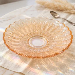 Glass Round Serving Plate 23 x 23 Cm Decorative Fruit Snack Platter (1 Pc)