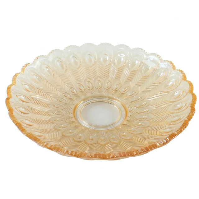 Glass Round Serving Plate 23 x 23 Cm Decorative Fruit Snack Platter (1 Pc)