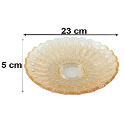 Glass Round Serving Plate 23 x 23 Cm Decorative Fruit Snack Platter (1 Pc)