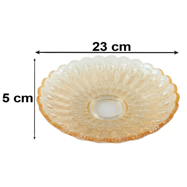 Glass Round Serving Plate 23 x 23 Cm Decorative Fruit Snack Platter (1 Pc)