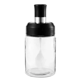 Glass Storage Jar with Built-In Spoon – Airtight 250ml Container