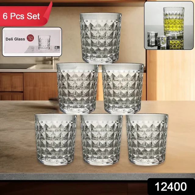 Glass Tumbler Set – Diamond-Cut 6 Pc Elegant Drinking Glasses | Serve Stellar