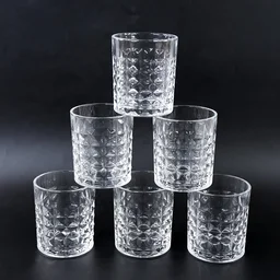 Glass Tumbler Set – Diamond-Cut 6 Pc Elegant Drinking Glasses | Serve Stellar