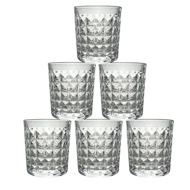 Glass Tumbler Set – Diamond-Cut 6 Pc Elegant Drinking Glasses | Serve Stellar