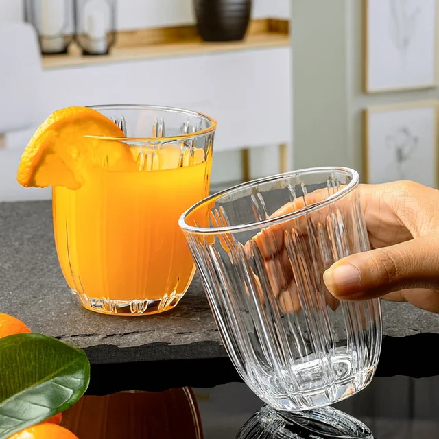 Glass Tumbler Set – Elegant Ribbed Design, 256 ml, 6 Pcs
