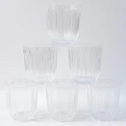 Glass Tumbler Set – Elegant Ribbed Design, 256 ml, 6 Pcs