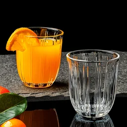 Glass Tumbler Set – Elegant Ribbed Design, 256 ml, 6 Pcs