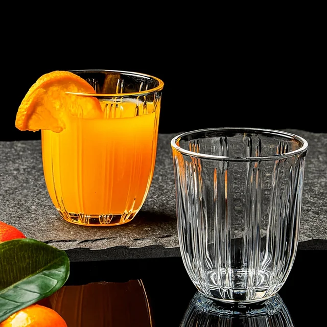 Glass Tumbler Set – Elegant Ribbed Design, 256 ml, 6 Pcs