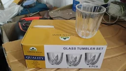 Glass Tumbler Set – Elegant Ribbed Design, 256 ml, 6 Pcs
