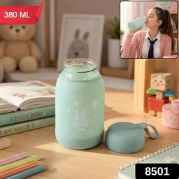 Glass Water Bottle 380ml with Lid (1 Pc)