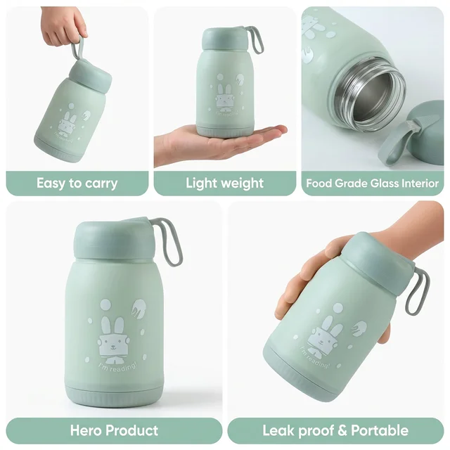 Glass Water Bottle 380ml with Lid (1 Pc)