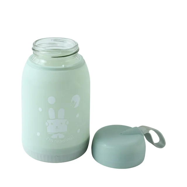 Glass Water Bottle 380ml with Lid (1 Pc)