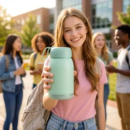 Glass Water Bottle 380ml with Lid (1 Pc)