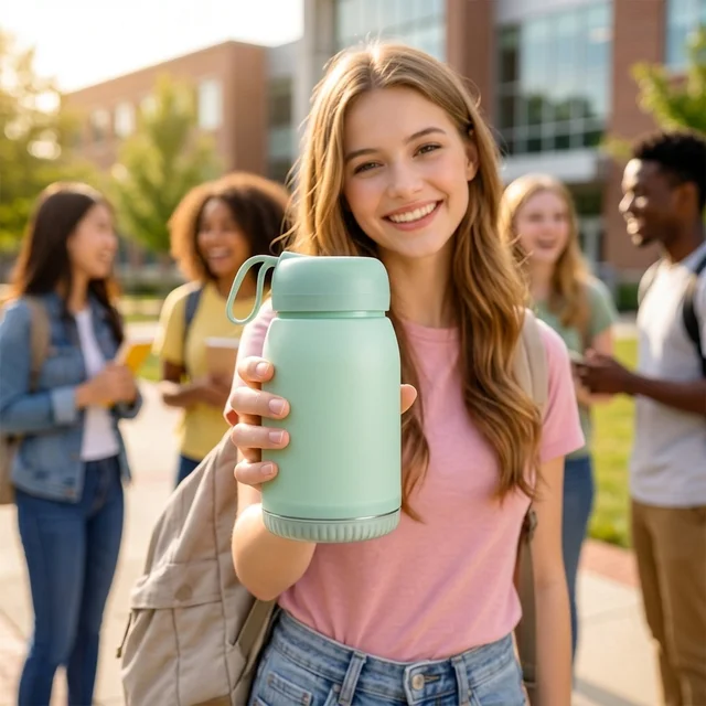 Glass Water Bottle 380ml with Lid (1 Pc)