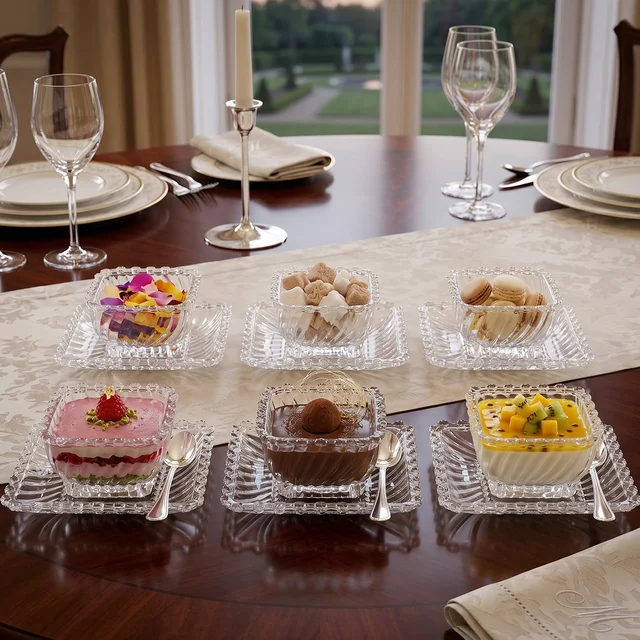 Glassware Serving Set – Elegant 12-Piece Snack & Dessert Plate Collection