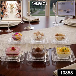 Glassware Serving Set – Elegant 12-Piece Snack & Dessert Plate Collection