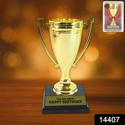 Golden Birthday Trophy – Premium Plastic Award with Base